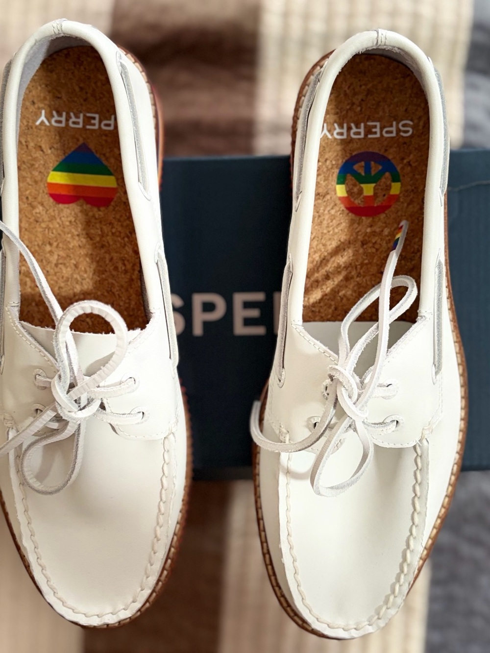 Sperry White Leather 2-Eye Boat Shoes